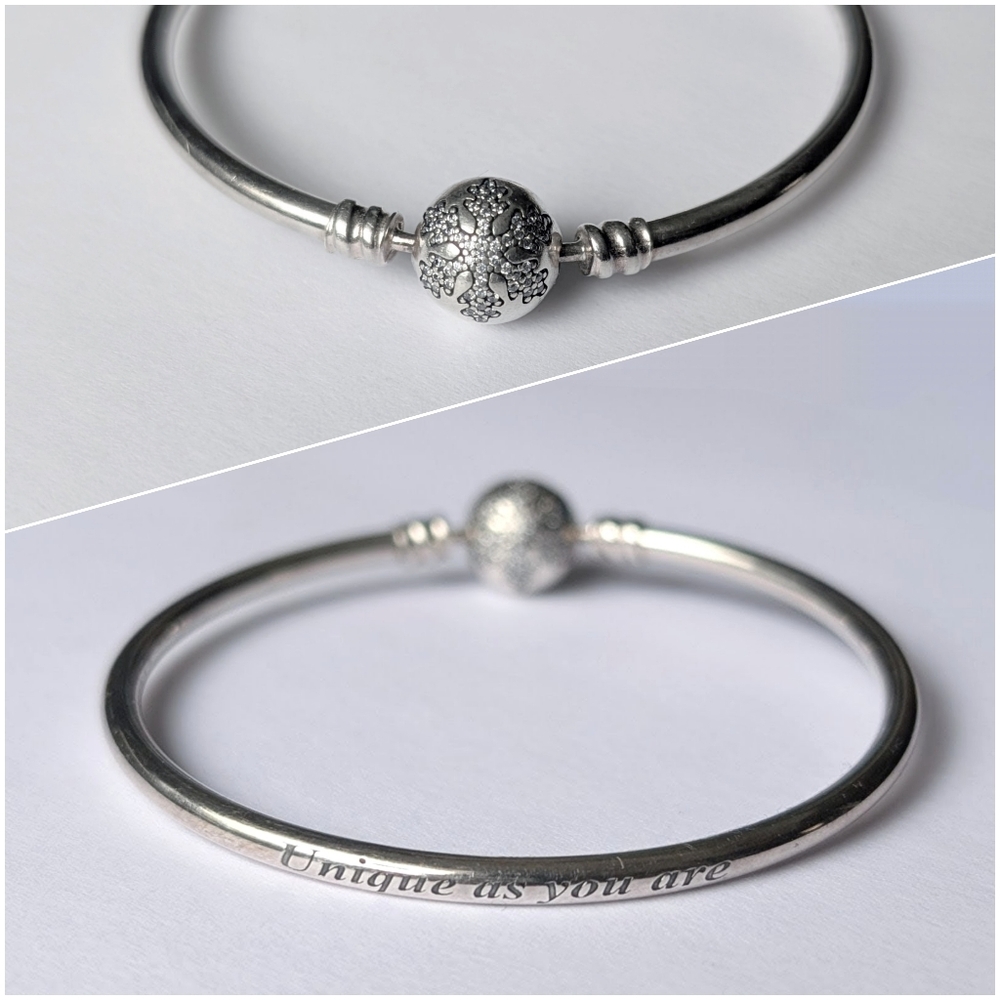 Pandora bangle bracelet Unique As You Are Snowflake Clasp Sterling silver 925